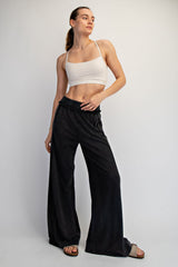 Black Mineral Wash Wide Leg Maternity Pants