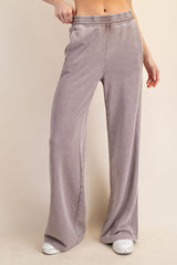 Mocha Mineral Wash Wide Leg Sweatpants