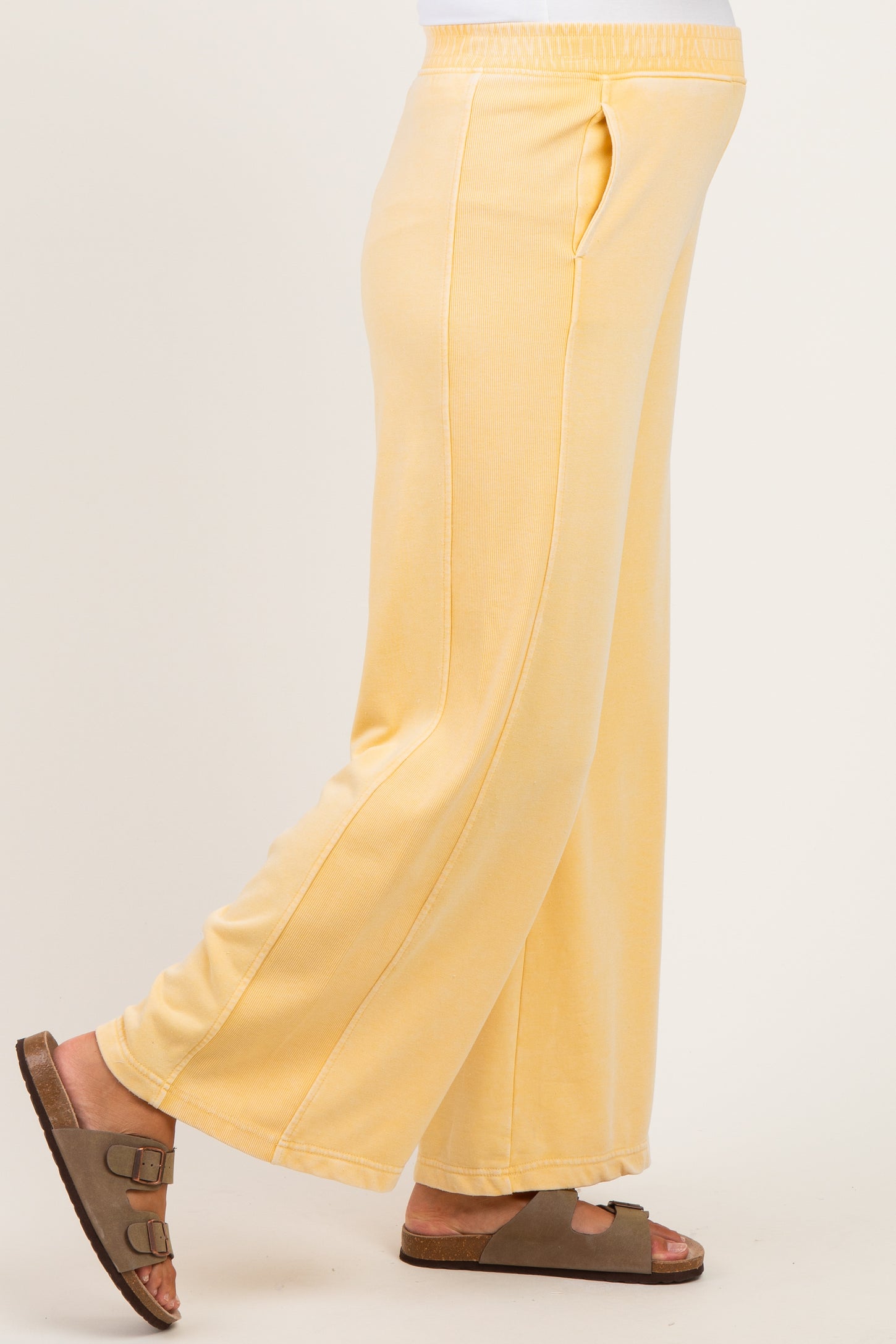 Corn Mineral Wash Wide Leg Maternity Sweatpants