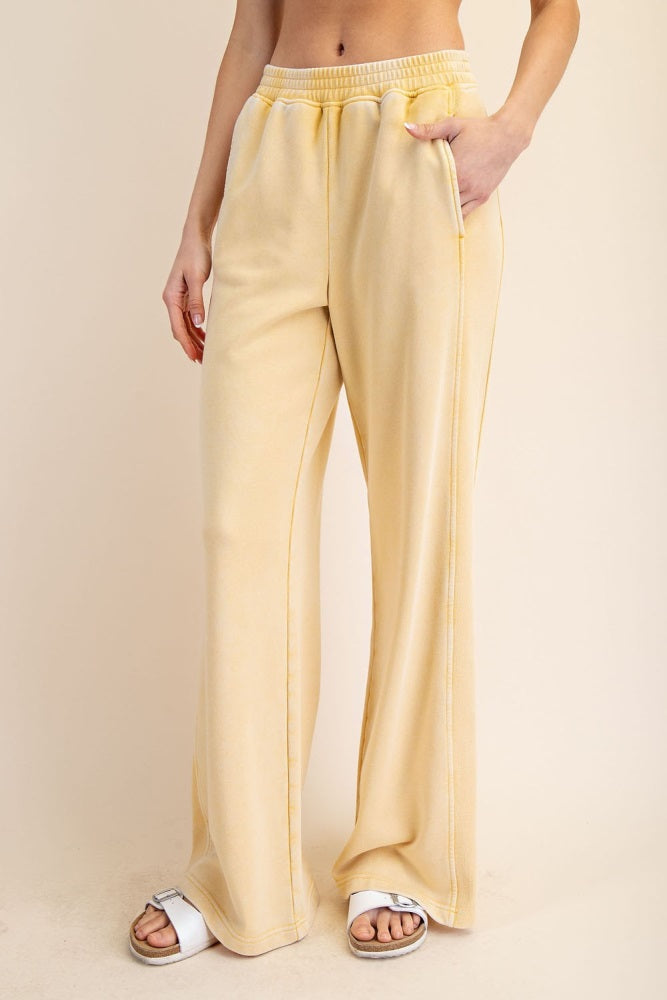 Corn Mineral Wash Wide Leg Sweatpants