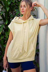 Lemon Mineral Wash Sleeveless Maternity Hoodie