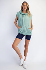 Sage Mineral Wash Sleeveless Maternity Hoodie