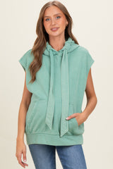 Sage Mineral Wash Sleeveless Maternity Hoodie