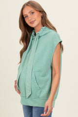Sage Mineral Wash Sleeveless Maternity Hoodie