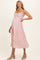 Light Pink Floral Ribbon Detail Maternity Midi Dress