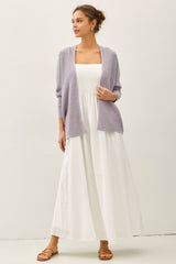 White Cotton Pintuck Tie Strap Maxi Dress