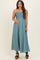 Teal Cotton Pintuck Tie Strap Maternity Maxi Dress