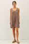 Brown Ribbed Sleeveless Front Seam Dress