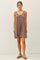 Brown Ribbed Sleeveless Front Seam Dress