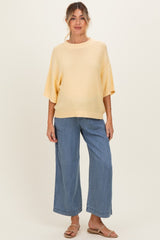 Yellow Oversize Cut Sweater Maternity Top With Raw Edge