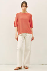 Poppy Oversize Cut Sweater Top With Raw Edge