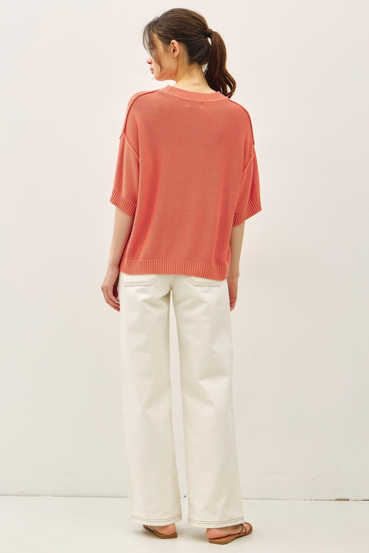 Poppy Oversize Cut Sweater Top With Raw Edge