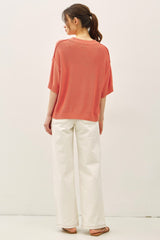 Poppy Oversize Cut Sweater Top With Raw Edge