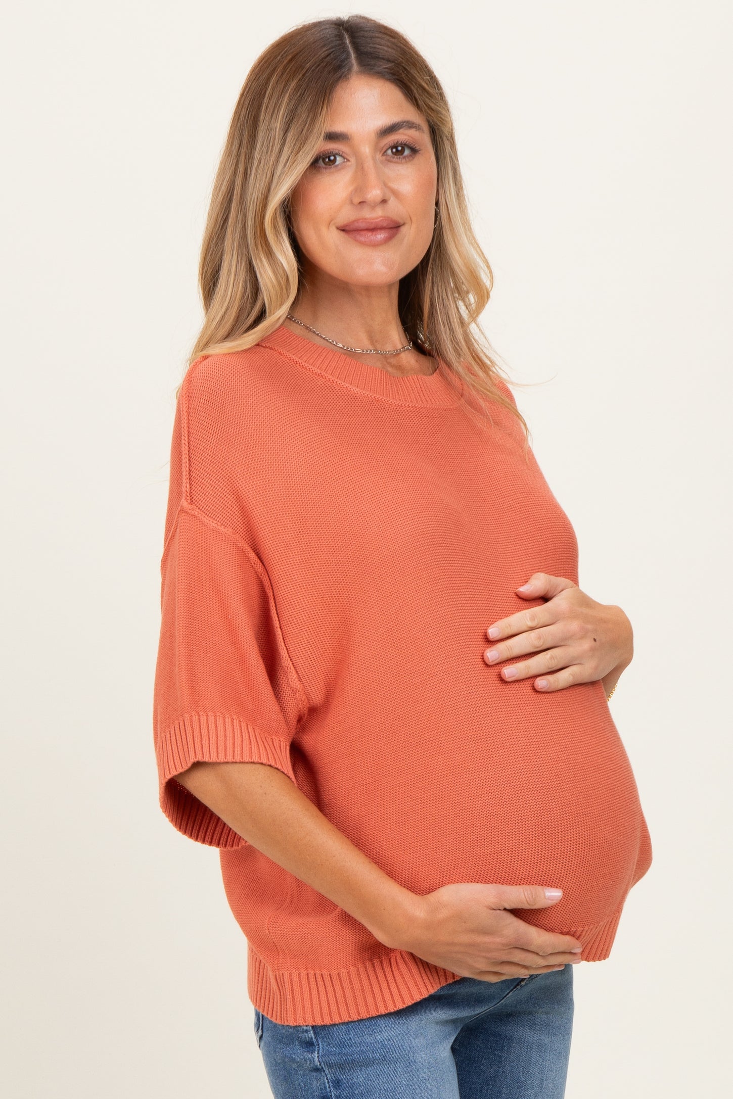 Poppy Oversize Cut Sweater Maternity Top With Raw Edge