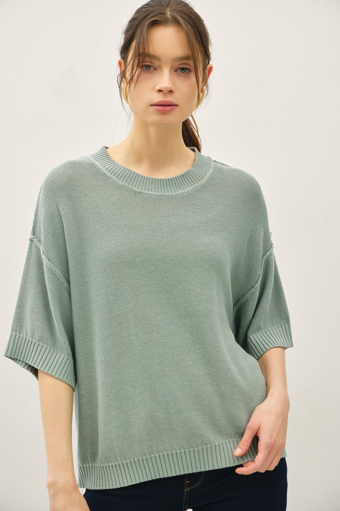 Jade Oversize Cut Sweater Maternity Top With Raw Edge