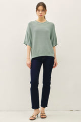 Jade Oversize Cut Sweater Top With Raw Edge