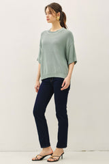 Jade Oversize Cut Sweater Top With Raw Edge