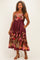 Burgundy Floral Thin Strap Plus Maxi Dress