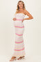 Pink Multi Striped Strapless Flare Maternity Maxi Dress