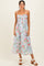 Aqua Multi Floral Print Smocked Chest Maxi Dress