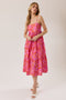 Fuchsia Floral Sleeveless Tiered Midi Dress