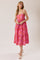 Fuchsia Floral Sleeveless Tiered Midi Dress