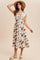 Brown Floral Button Detail Midi Dress