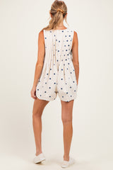 Cream Polka Dot Pleated V-Neck Maternity Romper