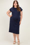 Navy Plus Round Neck Maternity Short Sleeve Midi Dress
