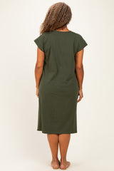 Olive Plus Round Neck Short Sleeve Midi Dress
