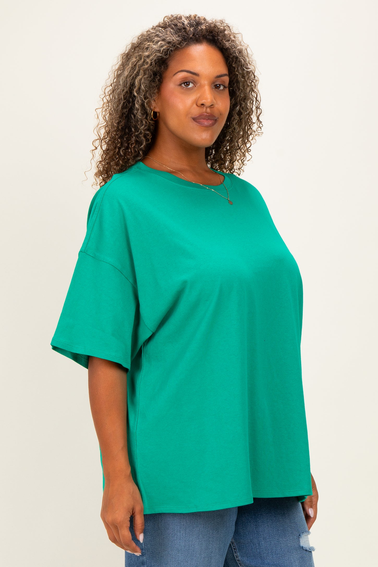 Green Plus Cotton Oversized Tunic Tee
