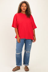 Red Plus Cotton Oversized Tunic Tee