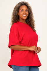 Red Plus Cotton Oversized Tunic Tee