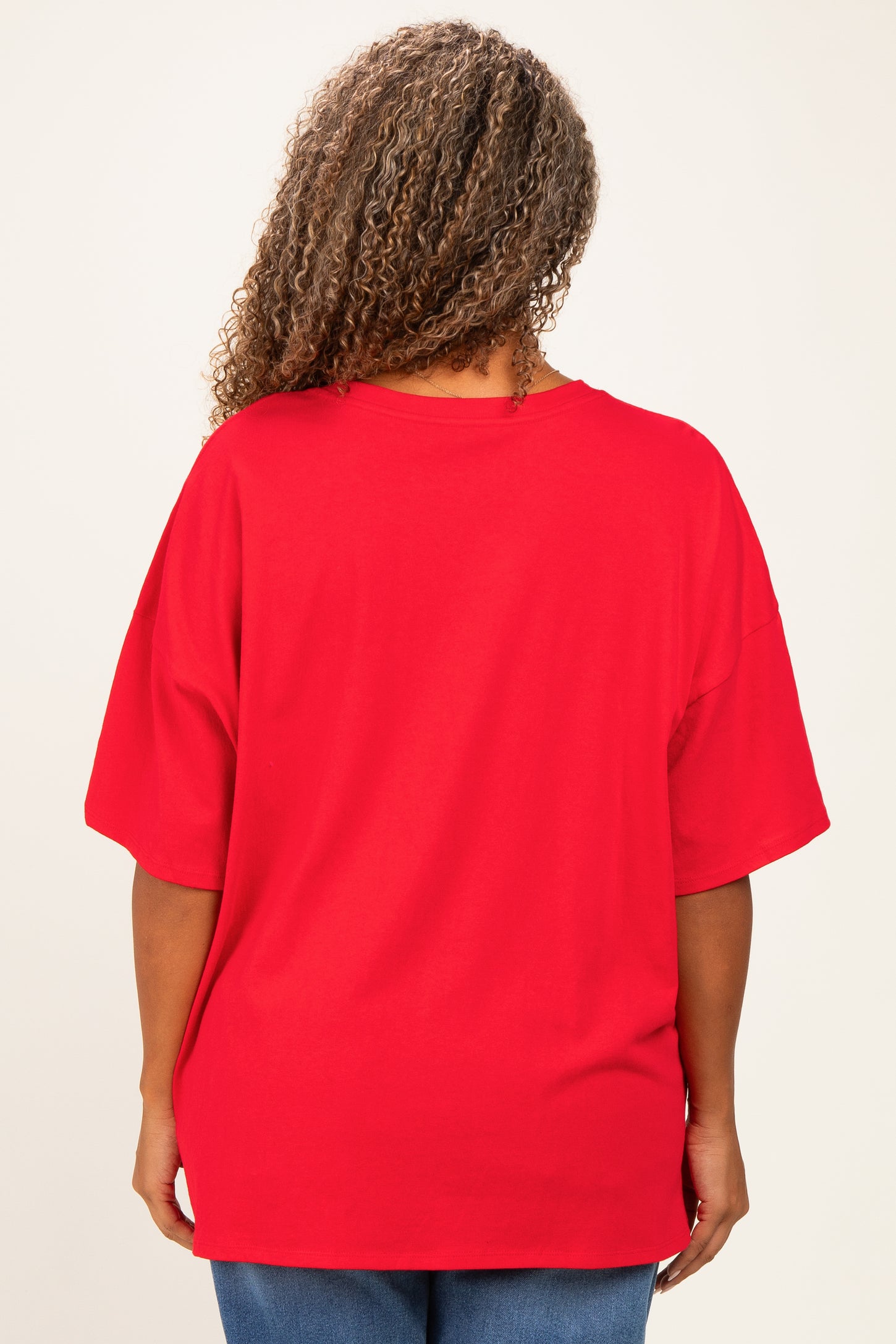 Red Plus Cotton Oversized Tunic Tee