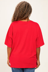 Red Plus Cotton Oversized Tunic Tee