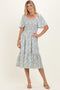 Light Blue Floral Smocked Midi Dress
