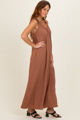 Cappucino Ruffle Strap Wide Leg Jumpsuit