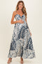 Navy Printed Cutout Tie Back Maternity Maxi Dress