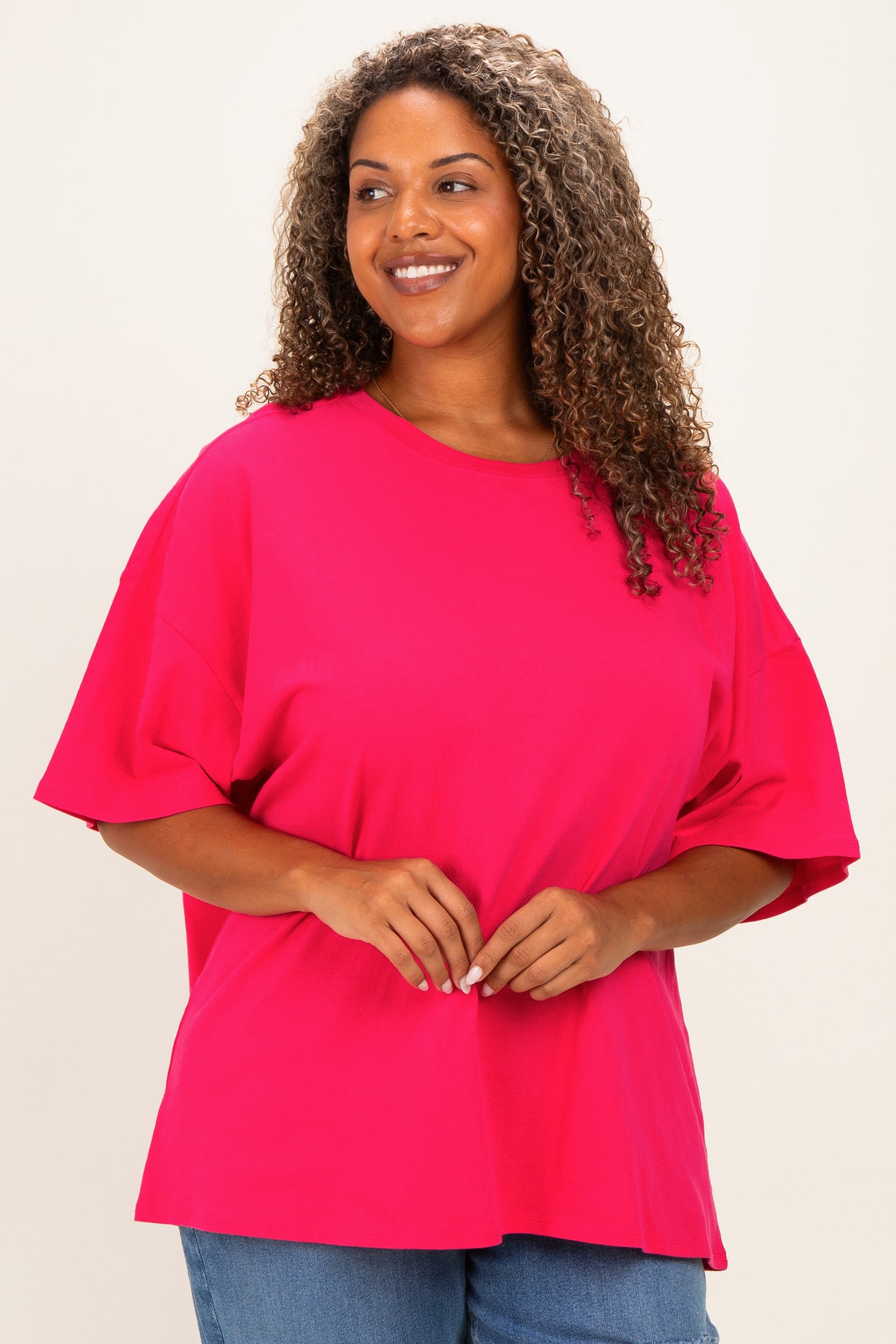 Pink Plus Cotton Oversized Tunic Tee