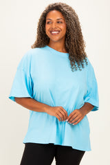 Light Blue Plus Cotton Oversized Tunic Tee