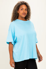 Light Blue Plus Cotton Oversized Tunic Tee