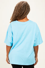 Light Blue Plus Cotton Oversized Tunic Tee