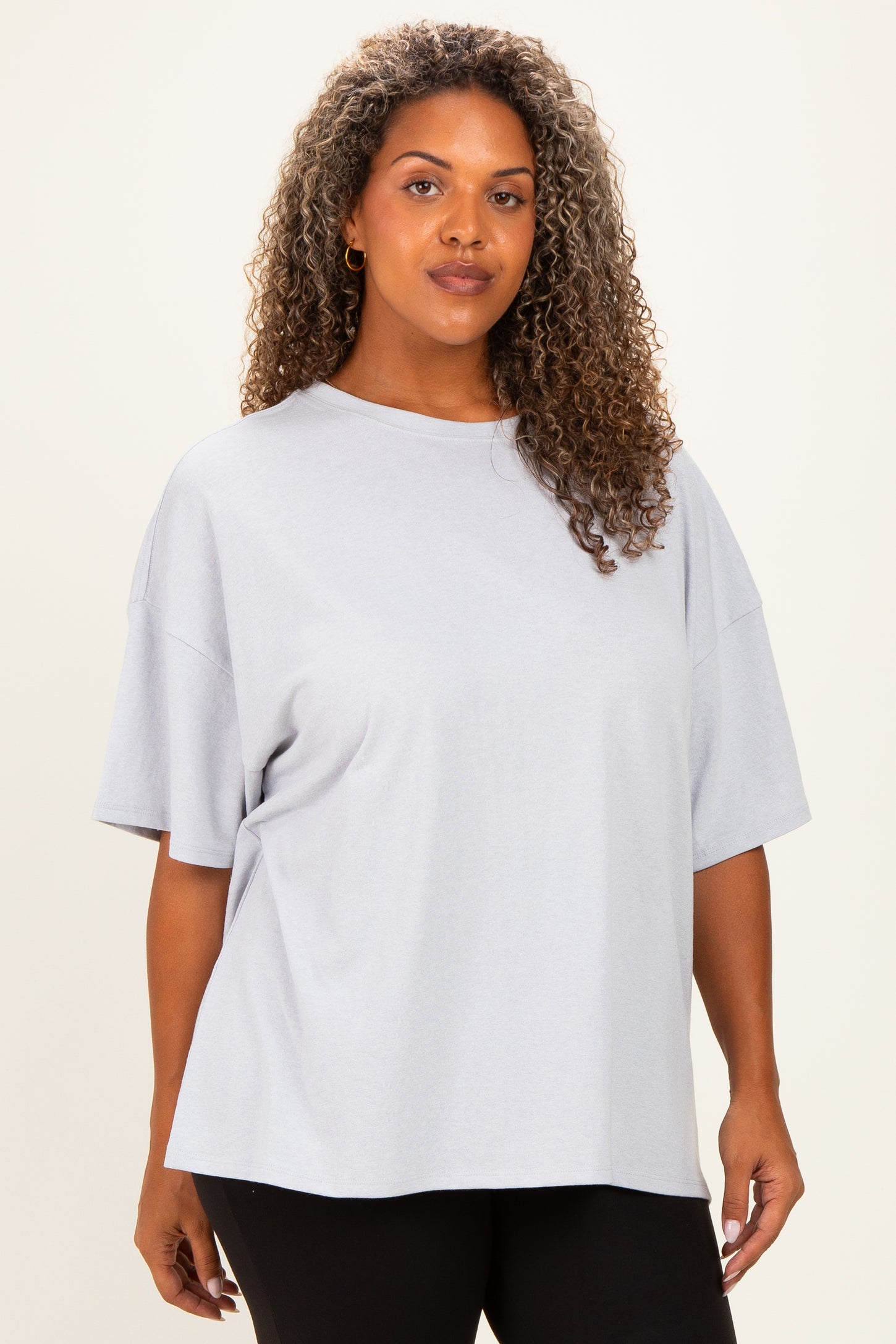 Heather Grey Plus Cotton Oversized Tunic Tee