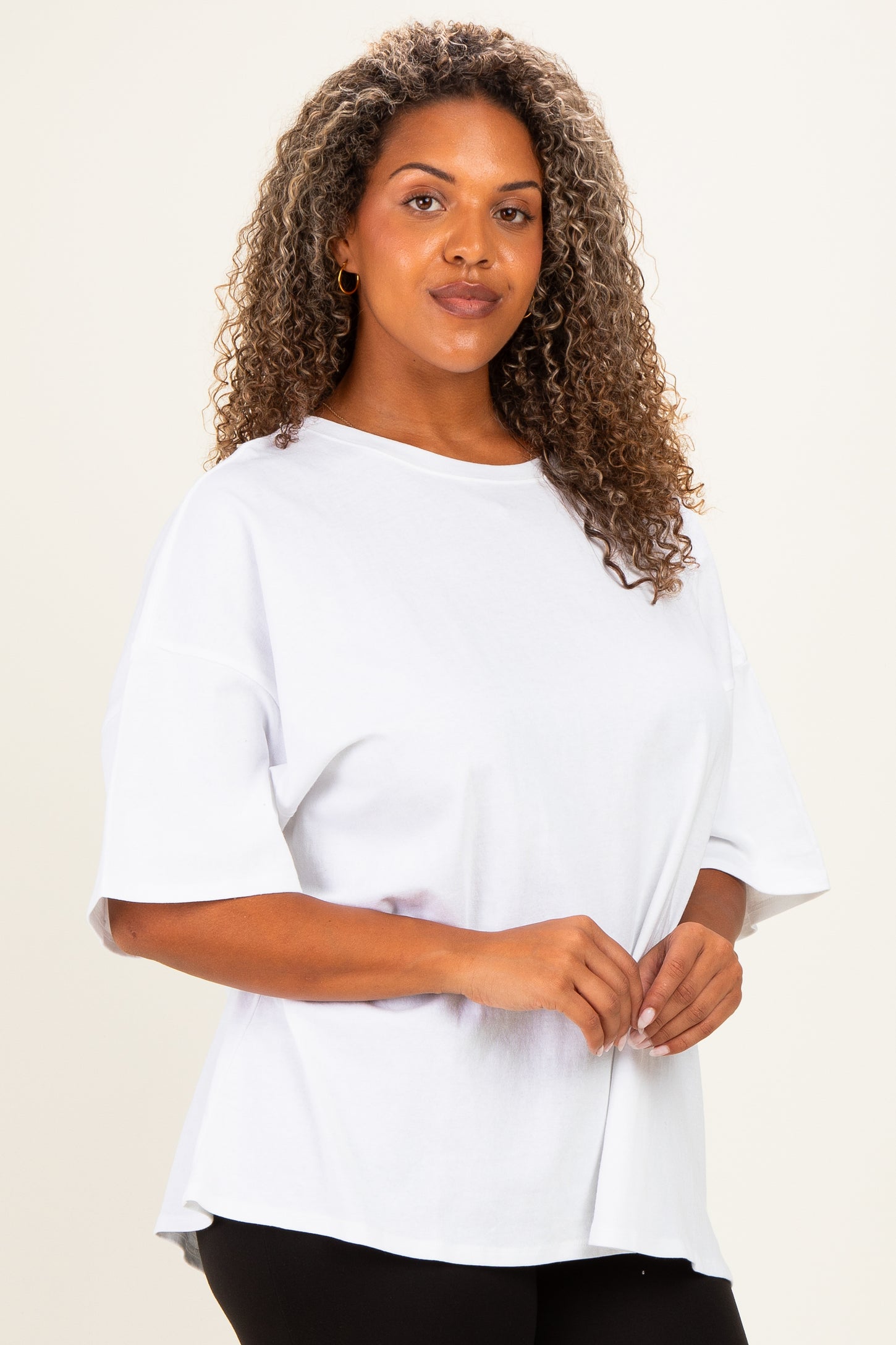 White Plus Cotton Oversized Tunic Tee