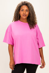 Bubble Gum Pink  Plus Cotton Oversized Tunic Tee