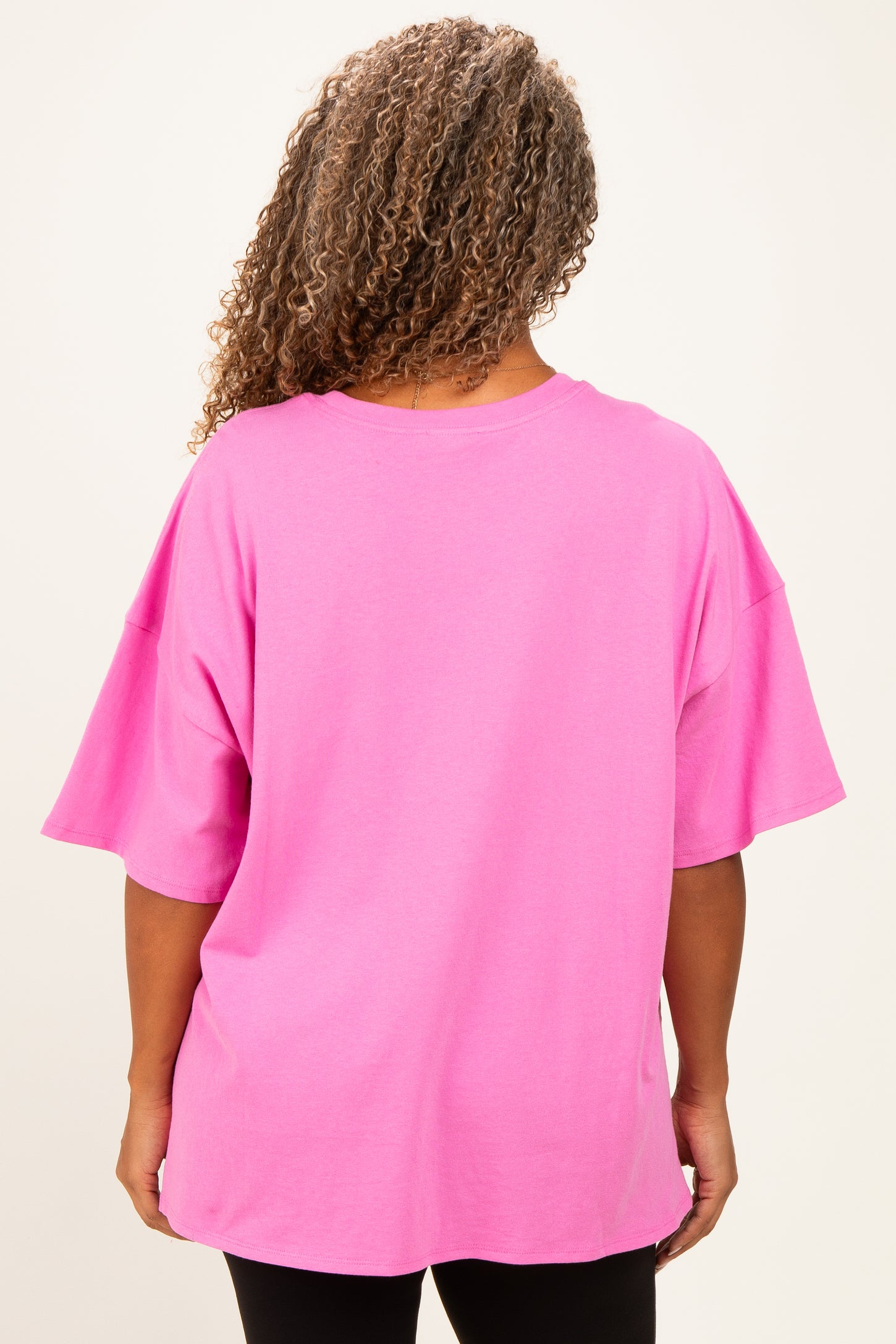 Bubble Gum Pink  Plus Cotton Oversized Tunic Tee