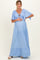 Light Blue Woven Textured Flutter Sleeve V-Neck Tiered Maternity Maxi Dress