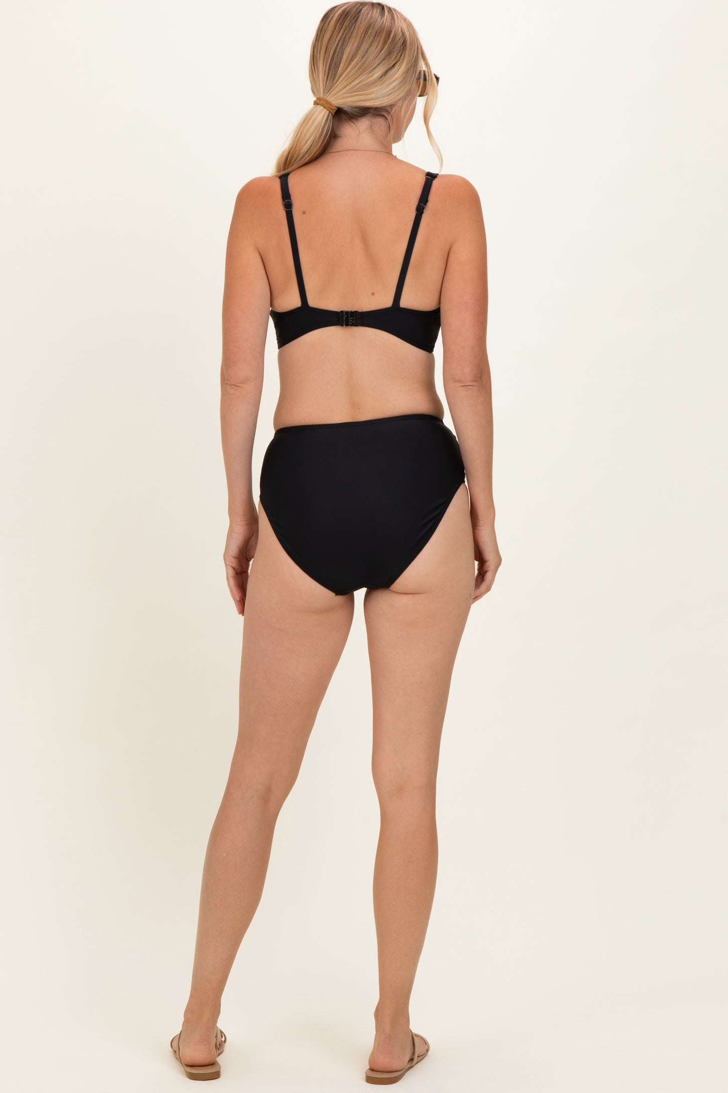 Black Twist Front V-Neck Bikini Set