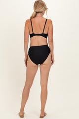 Black Twist Front V-Neck Bikini Set