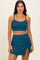 Teal Ribbed Crop Tank Swim Skirt Set
